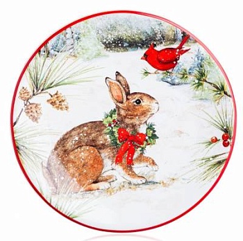 Тарелка пирожковая "Зимний лес. Заяц" 15см