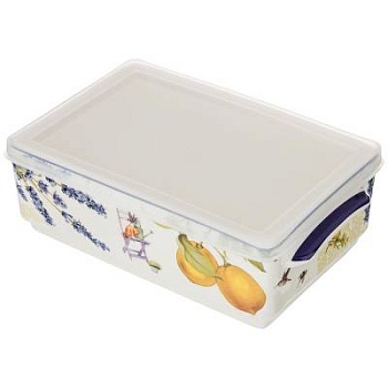 Блюдо квадратное с ручками и крышкой "Прованс лимоны" 20,5*12 см 