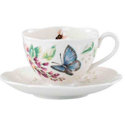 чашка с блюдцем  "Бабочки на лугу" 240 мл