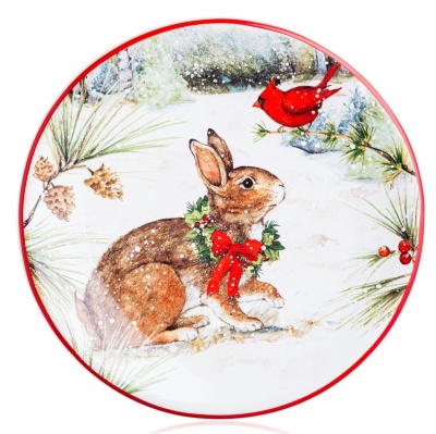 Тарелка пирожковая "Зимний лес. Заяц" 15см