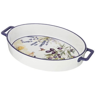 Блюдо овальное с ручками "Прованс оливки" 36,5*21*6 см