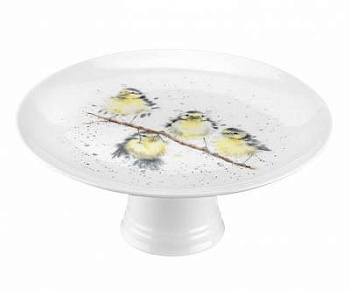 Блюдо для торта на ножке  "Забавная фауна. Птицы" 25см