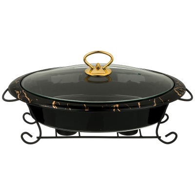 Мармит со стекл.крышкой на метал.подставке "Fantasy"1,75л 36*22*11см ,