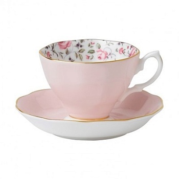 чашка чайная с блюдцем Винтаж, 180 мл "Rose Confetti" 