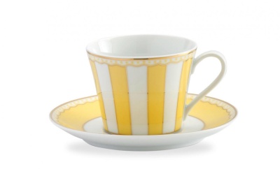 чашка чайная с блюдцем 240 мл "Карнавал (желтая полоска)"
