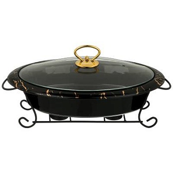 Мармит со стекл.крышкой на метал.подставке "Fantasy"1,75л 36*22*11см ,