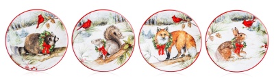 Тарелка пирожковая "Зимний лес. Заяц" 15см