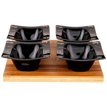 Набор салатников 4 шт. "Fantasy" 11,5см.на деревянной подставке 