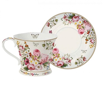 чашка с блюдцем "Цветочный карнавал" 180 мл.