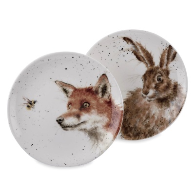 Набор тарелок пирожковых  "Забавная фауна. Заяц и Лисица" 16,5см, 2шт