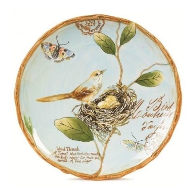 тарелка голубая 23 см "Тулуза. Птица" 