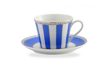 чашка чайная с блюдцем 240 мл "Карнавал (синяя полоска)"