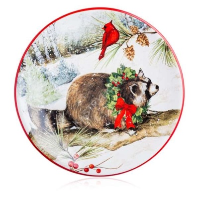 Тарелка пирожковая "Зимний лес. Барсук" 15см