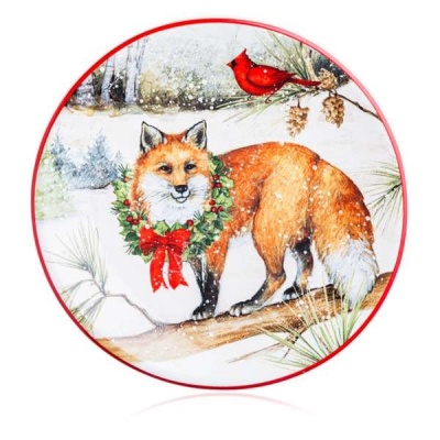 Тарелка пирожковая "Зимний лес. Лиса" 15см